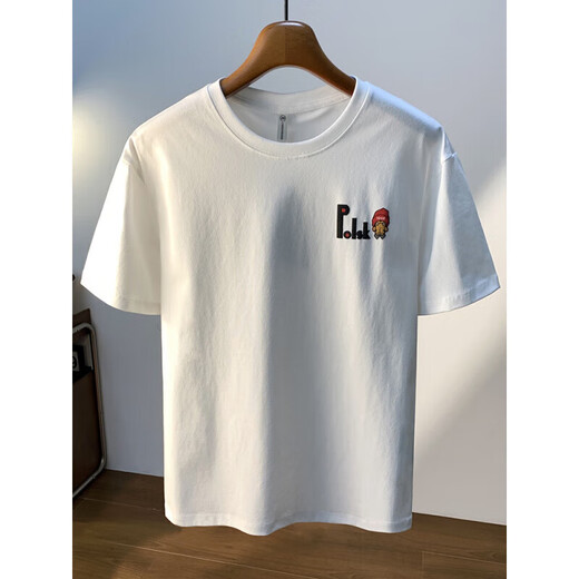 Pang Donglai large size 200 Jin [Jin equals 0.5 kg] round neck short-sleeved T-shirt for men 2025 summer Hong Kong style printed cotton T-shirt plus fat plus size men jsw9929 white 10XL m Recommended 90-108 Jin [Jin equals 0.5 kg]