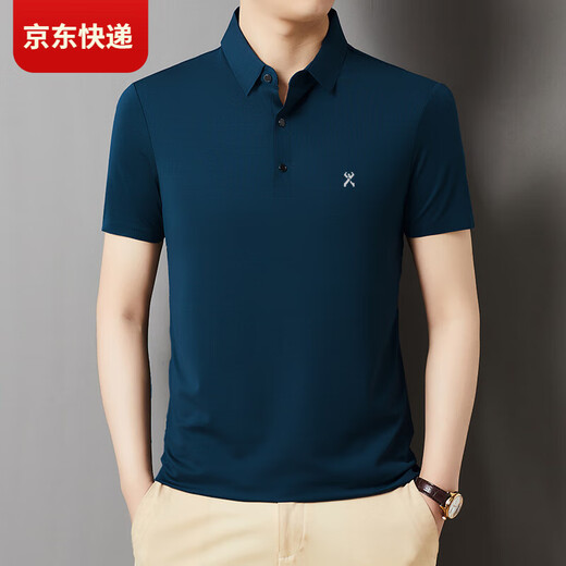 劲霸品牌男装短袖t恤桑蚕丝夏季休闲翻领男士Polo衫 【黑色】 699 L 175/92A