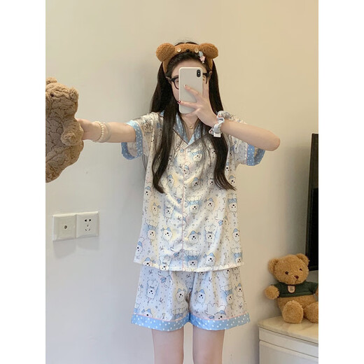 Yalu Summer Nuevo helado dulce Pajamas para mujeres Summer's Cool Cool Cool Cool Silk Silk Shorts Shorts Fin Home Cloting 5155 M 2 Tamaño [L Recomendado 80-105Jin [Jin equivale a 0.5 kg]]]