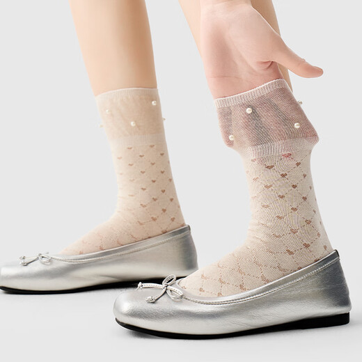 PRIMEET PRIMEET Socks for women in summer thin Miu style ballet style breathable medium tube socks for summer piled socks with single shoes