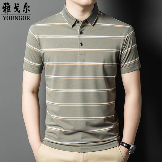 PDG Yageol Mulberry Silk à manches courtes à manches courtes pour hommes 2025 NOUVEAU ÉTÉ BRADET SUPPLICATION DE PADDY d'âge moyen Polo Shirt for Men 826 Purple XL 175 [suggéré 140-155jin [Jin est égal à 0,5 kg]]]