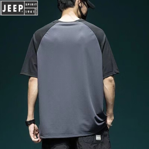 
JEEP SPIRIT ice silk mesh raglan sleeve men's short-sleeved T-shirt men's summer loose large size thin breathable quick-drying sports top [ice silk quick-drying] 844 dark gray T-shirt 2XL Recommended 140-160Jin [Jin equals 0.5 kg]