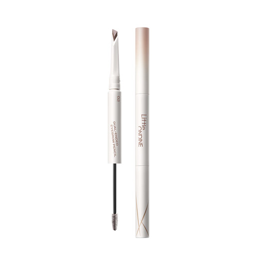 Littleondine double-ended shaping machete eyebrow pencil 02 hippie dark brown glue eyeliner waterproof and sweat-proof, not easy to smudge, long-lasting color