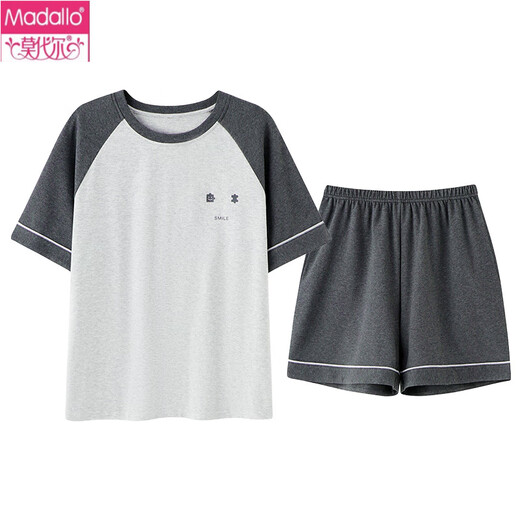 莫代尔女士短袖纯棉睡衣套装夏季家居服纯棉卡通运动夏天可外穿薄款 Y9848 M 75-95斤