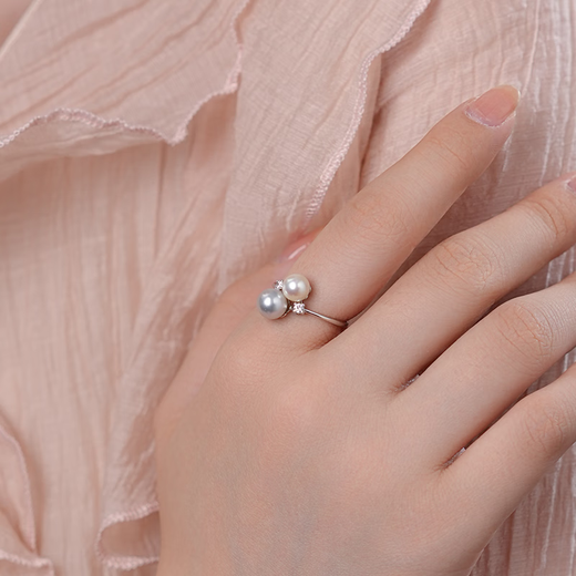 Dara Akoya seawater pearl ring, high-end seawater hemp open ring, a Chinese Valentine's Day gift for my wife
