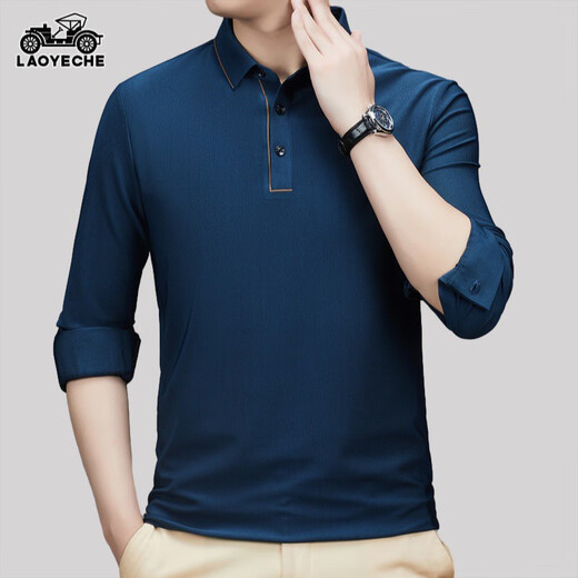 Classic Car Longäredes T-Shirt für Männer 2024 Herbst und Winter Neue Mitte des Mittelalters Dad Outfit Casual Basis Polo-Hemd für Männer CQ3886 Süßigkeiten, One Size 10590-110Jin [Jin entspricht 0,5 kg]
