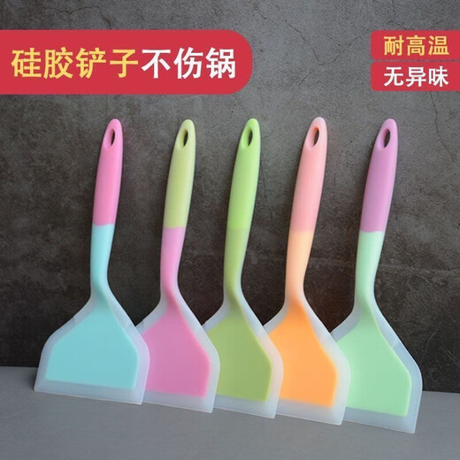 Silicone spatula, high temperature resistant spatula, non-stick spatula for cooking, pancakes, fish, household spatula, random color, special three-piece set, spatula and brush