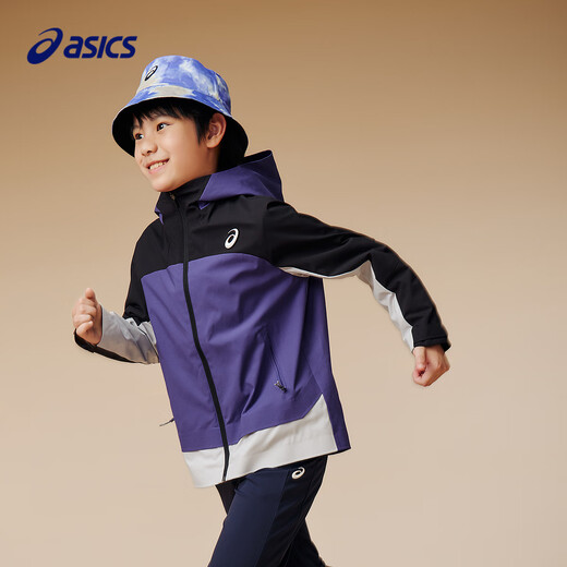ASICS Children's Clothing 2025 Autumn Mid-sized and Large Children's Three-Proof Jacket Jacket Windproof and Breathable Color Block Jacket