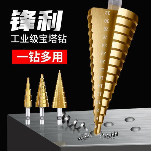 Vinoa pagoda drill bit reaming hole opener multi-functional stainless steel high hardness metal special punch imported from Germany super hard 4-32 straight groove sharp