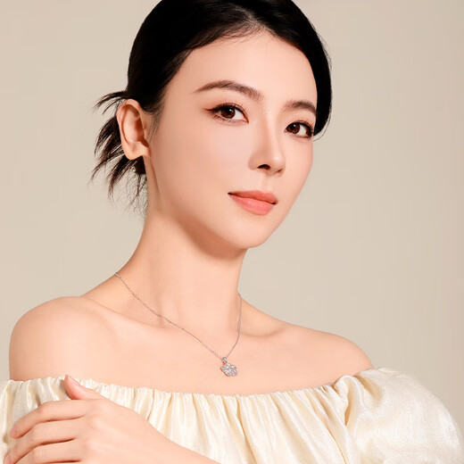 Mengjinyuan Platinum Pendant Colorful Peach Blossom Exploding Car Flower Brushed PT950 Free Birthday Gift for My Girlfriend Weighs About 2.25g