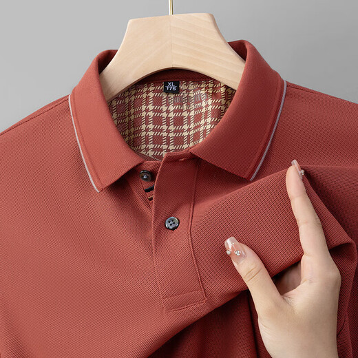 Hailan Home's new summer men's lapel T-shirt simple and fashionable solid color men's short-sleeved POLO shirt cotton t-shirt top 6628 purple L /50 [recommended 125-140c