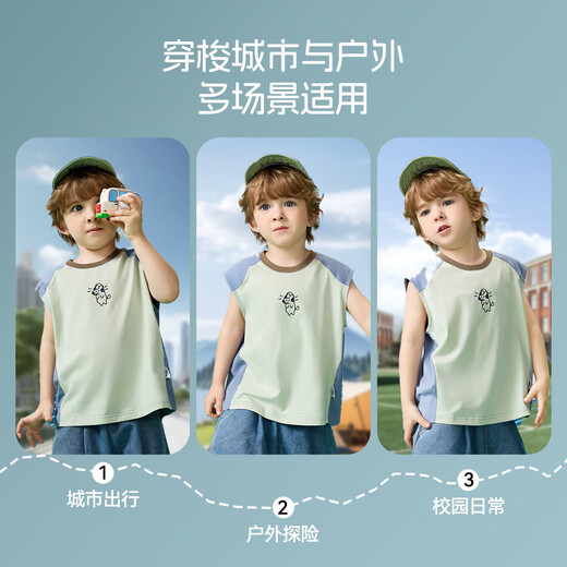 Fragen Sie Junior Antibacterials Children's T-Shirt 2025 Sommer Kinder heiße Cover ärmellose Weste Jungen T-Shirt Top