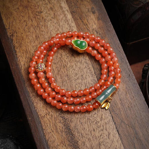 Only two pairs of natural south red agate bracelets for women, light luxury niche exquisite high-end animal year beaded accessories South red agate - Yuzhu