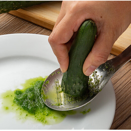 Suican stainless steel ginger and garlic grinding spoon for grinding garlic manually grinding ginger paste and ginger paste spoon ginger juicer press juice grinder large stainless steel grinding spoon 1 piece 403