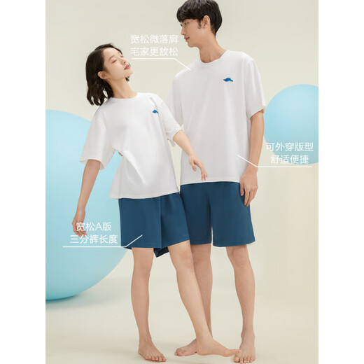 
Hengyuanxiang couple pure cotton pajamas men cool summer shorts shorts breathable thin style outdoor wear home clothing suit for women men 16751 M