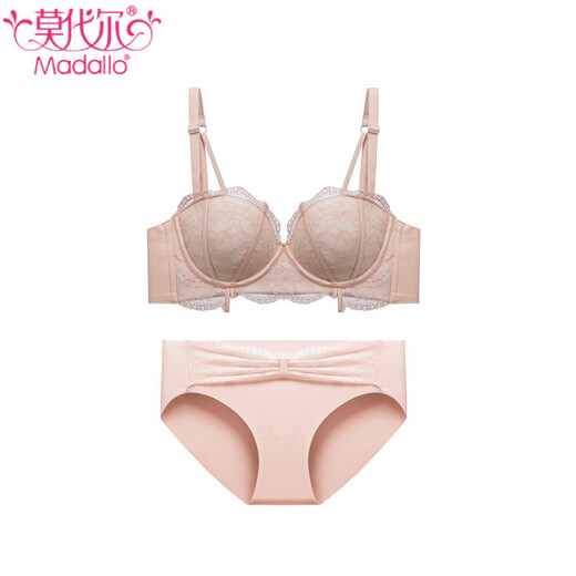 Modal sexy lace underwear for women with small breasts gathered to make them look big without steel ring adjustment half cup pure desire bra set milk white suit 70A AB cup