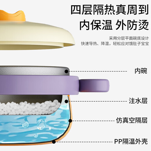宝宝辅食保温碗婴儿专用碗316防摔防烫儿童餐具恒温幼儿注水保温 【数显感温】青苹绿