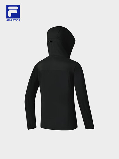 Fila Damens gewebte Jacke 2025 Sommer neuer Outdoor-Sport Slim Slim Kapuzenkapsel Top Dark Black-BK XS 155/76A/XS