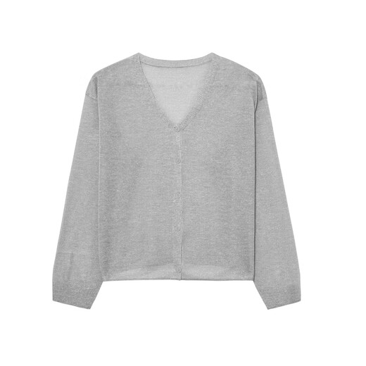 EIFLI (EIFINI) EIFLI 30 Thread Leinen V-Ausschnitt Schutzhemd dünne und transparentes Design Strickjagd 2025 Sommer Neue Top Grey S 80-110jin [Jin entspricht 0,5 kg]