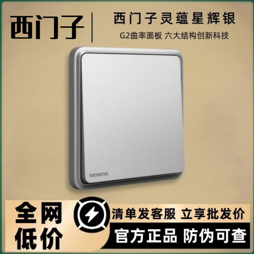 Siemens switch socket panel Lingyun series star silver gray 86 type single control household one open double control five holes one single control switch