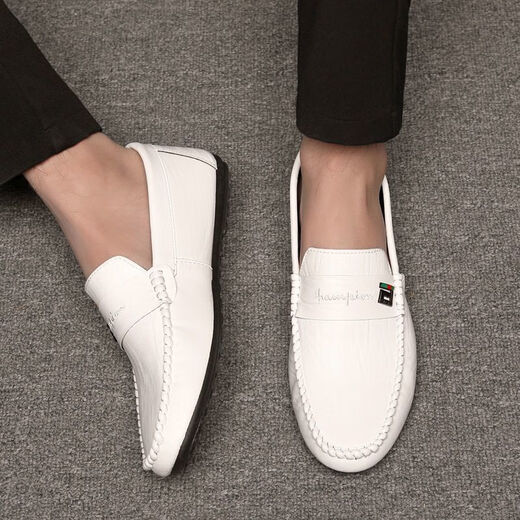 YRC Yierkang 2025 Doudou Shoes Мужская летняя мужская повседневная кожаная обувь с одной ногой в воздухопроницаемой туфли корейская версия 100 X-825 Белый 39