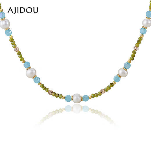 AJIDOU阿吉豆多彩水晶珍珠项链 绿色+白色 46.5cm 1个