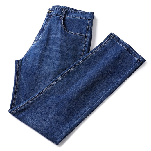 
Lomon Lomon Summer Ice Silk Denim Trousers Men's High-end Business Casual Jeans Men's Thin Straight Loose Style B3882 Model-Shenlan 29 Waist circumference 2 feet 2
