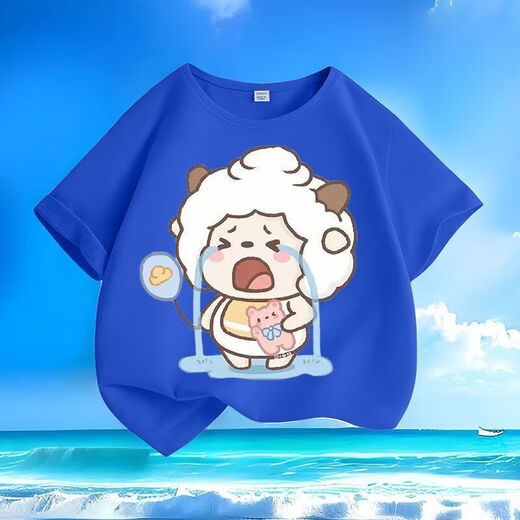 
Crying Lazy Sheep Summer New Printed Short Sleeve T-shirt for Men and Women Small and Medium Children's Short Sleeve T-shirts Pure Cotton Round Neck Casual Trend-SL Green-KX698 Lazy 150 [Suggested height 140-150 cm]