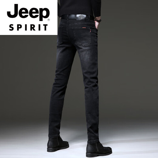 JEEP SPIRIT高端黑灰色牛仔裤男夏季新款2025新款修身小脚弹力百搭休闲长裤子 1049灰色 28 【二尺一】
