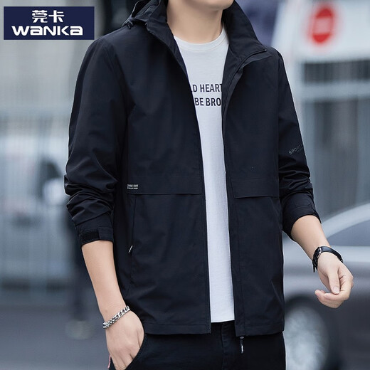 Guanka hooded jacket jacket men's spring and autumn style windproof waterproof casual imitation charge autumn clothes loose men's jacket 2629 dark gray 11XL m95-110Jin [Jin equals 0.5 kg]