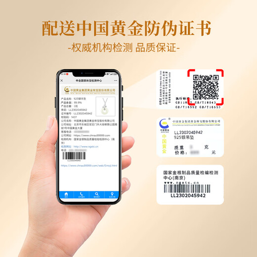 China Gold (CHINA GOLD) Sansheng Lucky Silver Necklace for Women 2025 New Ping An Buckle Pendant Birthday Gift for Girlfriend and Wife Practical and High-end Xiao Xing Yun Hetian Jade Ping An Buckle Necklace for Girls Surprise