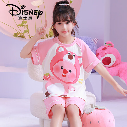 Disney 2025 new children's pajamas girls summer short-sleeved cartoon medium-sized children girls breathable home air conditioning suit short-sleeved cover Z6627# dinosaur 170 size 10 [suggested height 105-115CM]