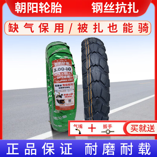 轮胎300-10真空胎300-10电动车电瓶车真空轮胎防爆胎钢丝胎 朝阳300-10八层缺气保用H687真空胎【金牌骑