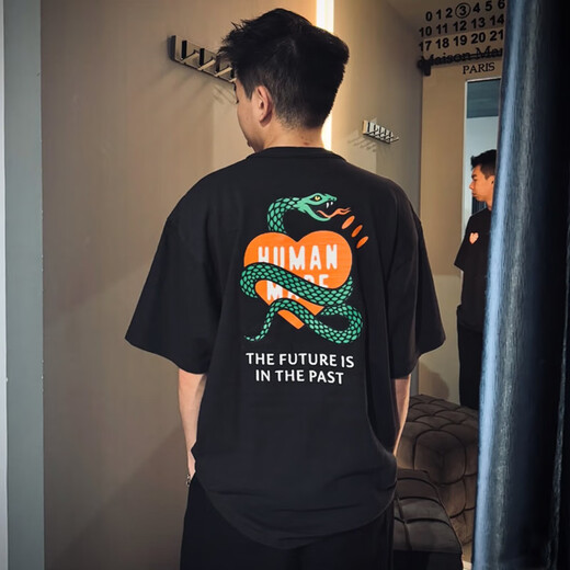 Haidiluo Année de serpent japonais T-shirt à manches courtes JJ Lin Men et femmes T-shirt T-shirt printemps et été 3937 Black S