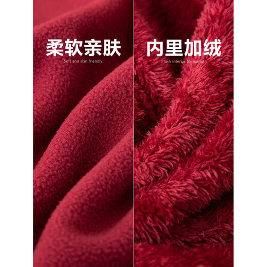 Middle-aged and elderly polar fleece jackets for men and women, fleece thickened sweatshirt jackets, spring and autumn tops, dad and mom cardigans, women's burgundy 5XL