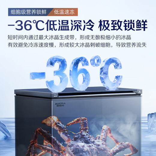 AUCMA 312-liter household frost-reducing freezer, large-capacity commercial refrigerator-freezer, ultra-low temperature electronically controlled horizontal refrigerator, first-class energy efficiency, Lanqing series BC/BD-312DHX