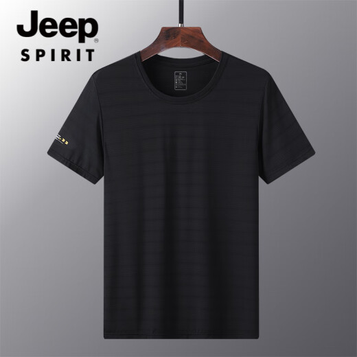 JEEP SPIRIT夏季薄款冰丝速干t恤男宽松大码运动休闲圆领透气冰丝上衣T恤 JEEP6628男白色LAY LOW L 女105-115斤