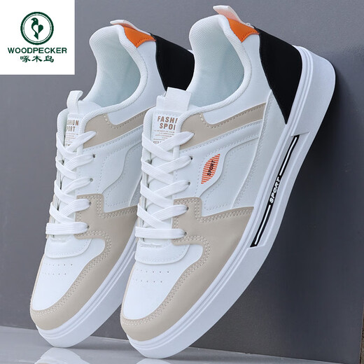 Woodpecker Herrenschuhe 2025 Neue Herbst -Ledersport- und Freizeitbrettschuhe für vielseitige trendige kleine weiße trendige Schuhe Student Schuhe weiß schwarz 9905 [K] 38
