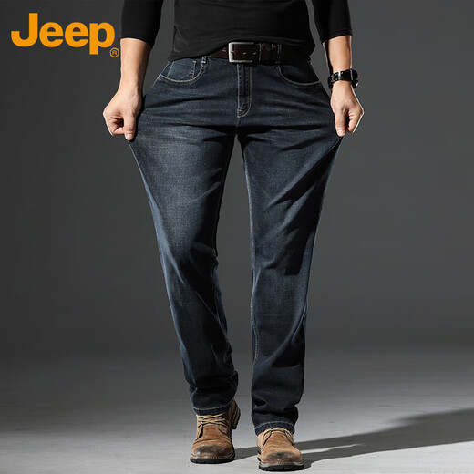 JEEP Jeep Jeans Men's Autumn and Winter Trendy Loose Pants Men's Casual Straight Men's Trousers Blue 34