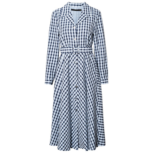 Roeyshouse Loi Robe de revers élégante 2025 Automne Nouvelle température Plaid Âge réduisant la jupe à mi-long 12529 Plaid (courroie de livraison) M