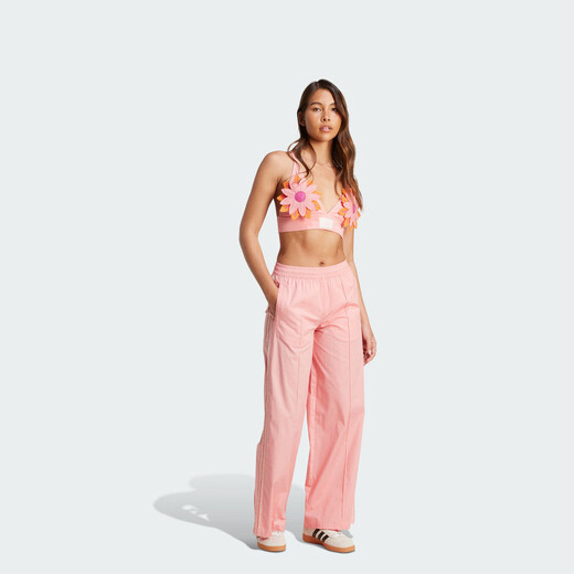 adidas经典立体钩针花朵抹胸运动绑带内衣女夏季阿迪达斯三叶草   荧光粉   XS