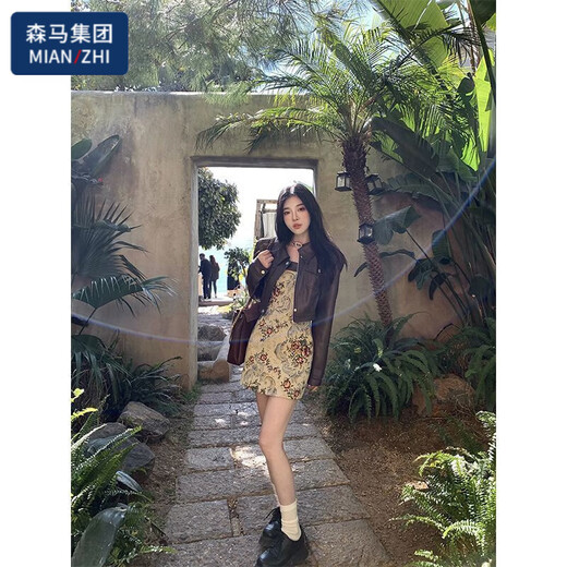 棉致复古棕色皮衣外套女2025春秋季新款时尚小个子设计感 棕色皮衣 M 100-110斤