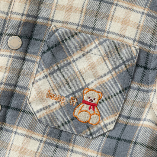David Bella children's shirt boys autumn and winter plaid shirt medium and large children's fleece jacket top