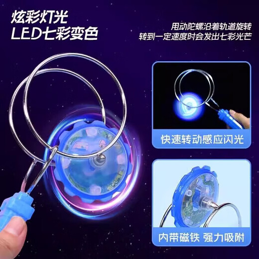 
Hand-cranked inertial rotation magic flying gyro creative colorful luminous magnetic track children's educational pressure reduction toys 2 random