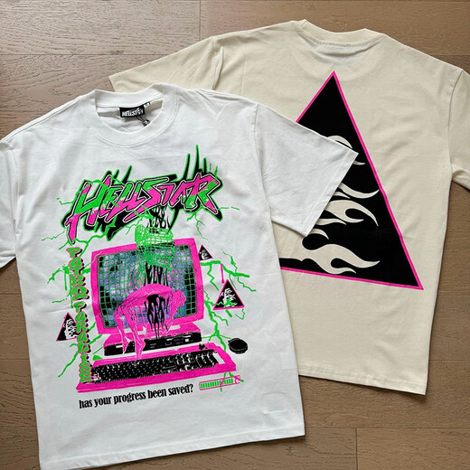 Ziweiqi hermosa impresión de letras retro pareja moderna camiseta de manga corta 691 agua de lavado negro s