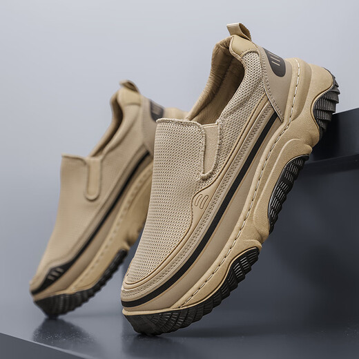 Zapatos para hombres de carpintero Summer 2025 Nuevos productos de ropa de trabajo transpirable zapatos para hombres Trabajo de protección laborista Zapatos de hombres de un pie Men Khaki 42