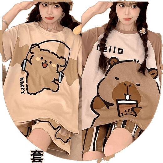 Pyjamas à manches courtes de dessins à manches courtes pour les femmes à la maison et mignonne et agrandis 281 # THE MAISE BARA + 691 BOOD BOOR MORS BARA MOTH AUTO