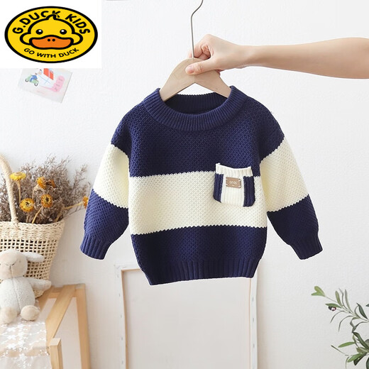 G.DuckKids Beau pull garçon avec un nouveau bébé automne et hiver rond Pullor tricot en tricot plus velours pull épaissi rouge 90
