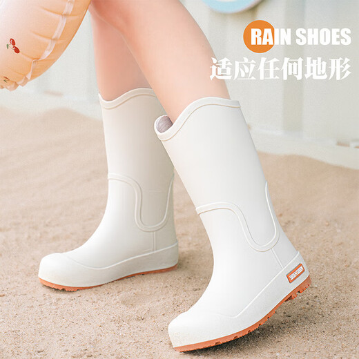 新款防水鞋女雨鞋中筒防滑水靴日韩版高筒学生外穿成人雨靴子时尚 1027灰白 37