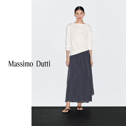 
Massimo Dutti autumn new product 2025 women's clothing island vacation style fluttery long skirt skirt 05288400 dark blue XS (34) (165/62A)